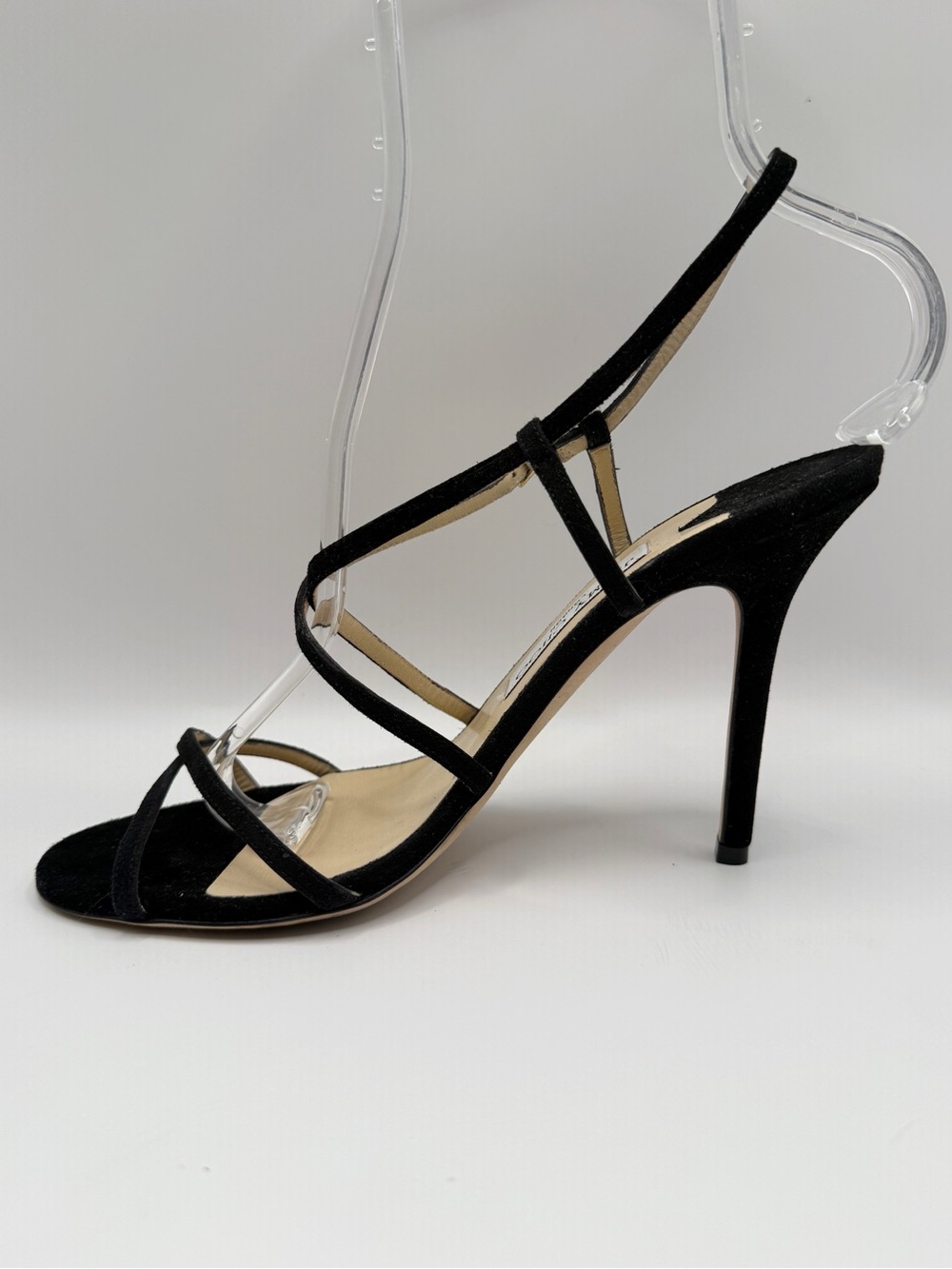 Authentic Jimmy Choo Black Suede Elaine Strappy Sandals High Heels Stiletto - Picture 3 of 15